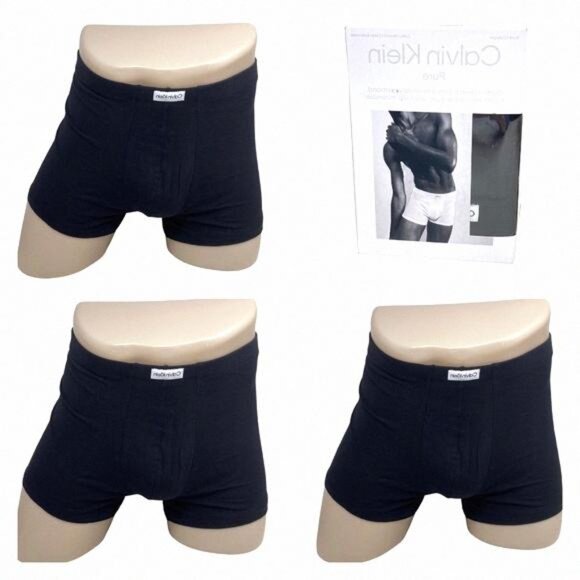 Calvin Klein Pure Cotton Stretch 3-Pack Trunk NB3262001 Underwear Men's Black - Picture 1 of 9